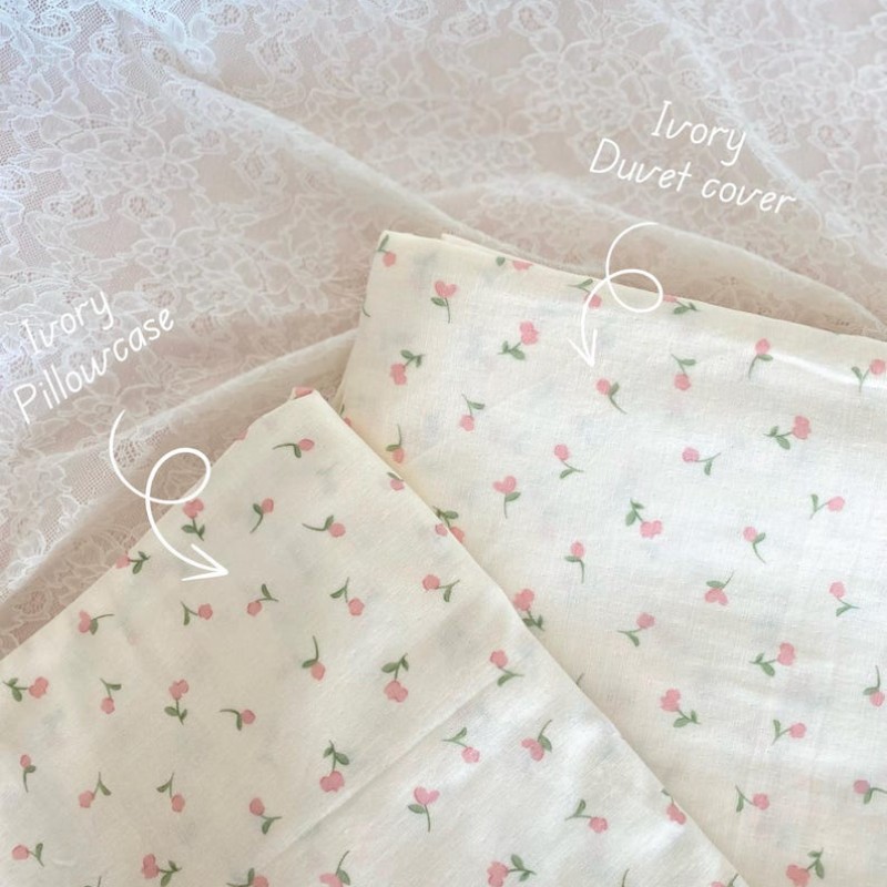 Coquette Pink Floral Duvet Cover And 2 Pillowcases, Twin/Full/Queen/King Double Gauze Cotton Duvet Cover Pegycrafts