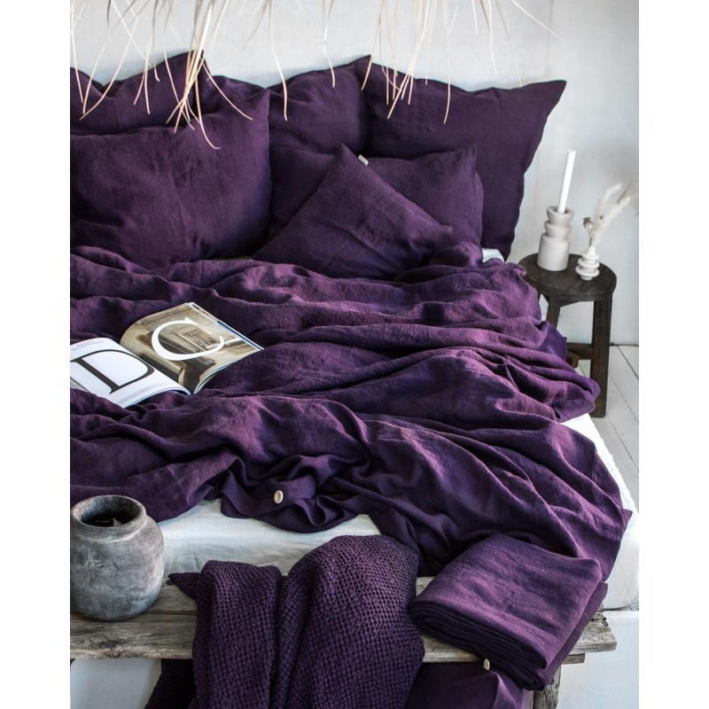 Linen Bedding Set in Plum. Duvet Cover & 2 Pillowcases Set in King, Queen, Full, Double, Twin. Dark Purple Linen bedding GrannetHome